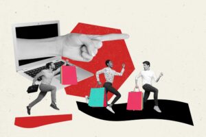 creative edit of young men holding shopping bags
