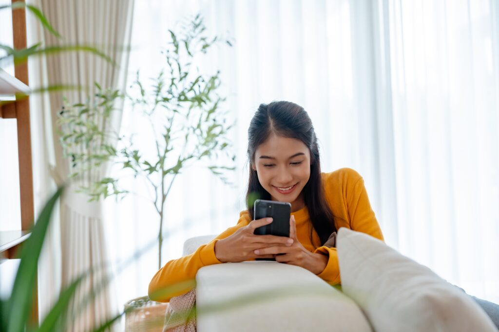 a young woman doing online shopping