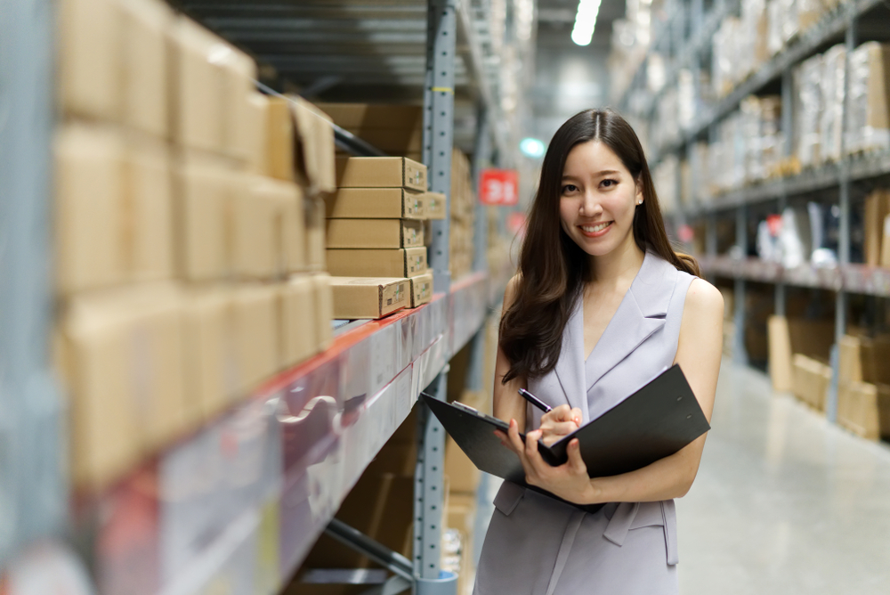 a business owner checking supplies