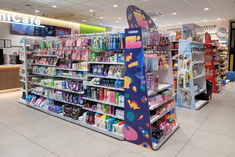 skincare products in racks
