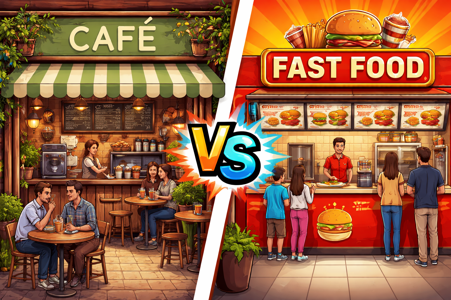 cafe vs fast food