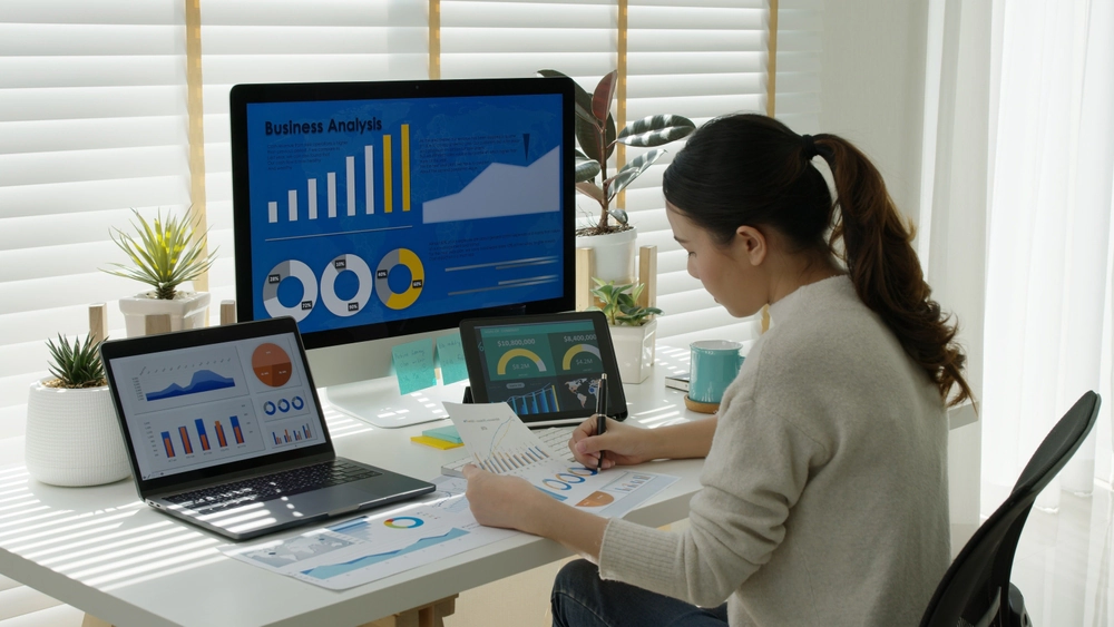 a finance expert looking at different data