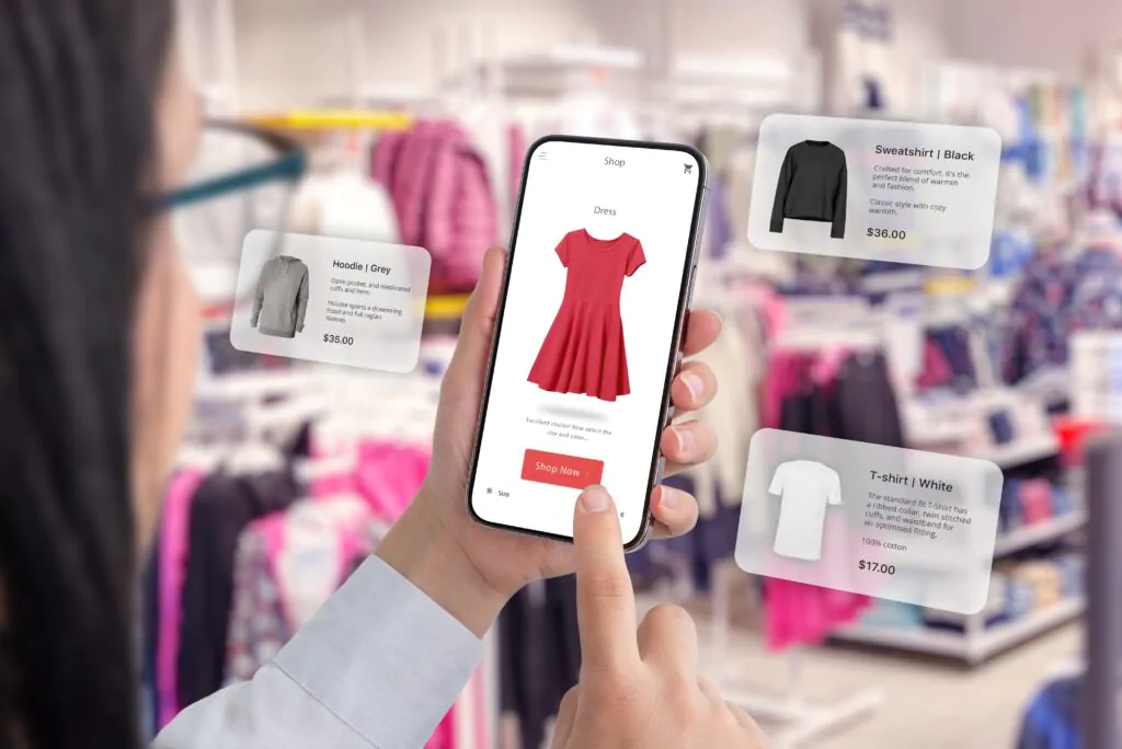 a lady doing online shopping