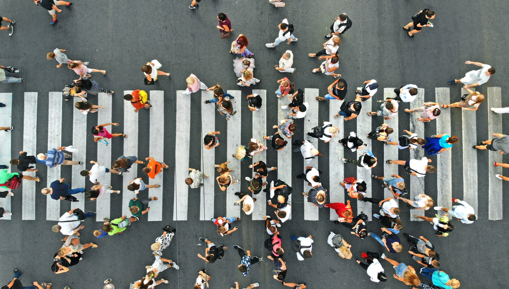 people crossing the pedestrian